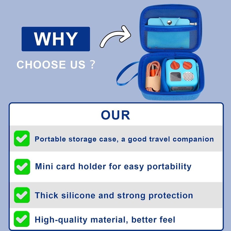 YouKnow Hard Case and Silicone Cover for Yoto Mini Player, Kids Audio Music Accessory with Card Case Holder for up to 10 Cards (Blue) - Image 3